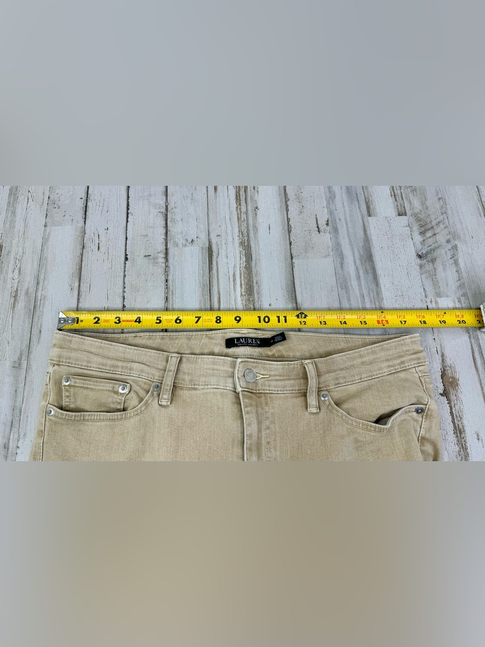 LRL Lauren Jeans Co Ralph Lauren 14 (36x27) Premier Skinny Ankle Jeans Tan - Picture 7 of 12